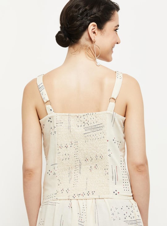 Women Printed Shoulder Straps Ethnic Top 