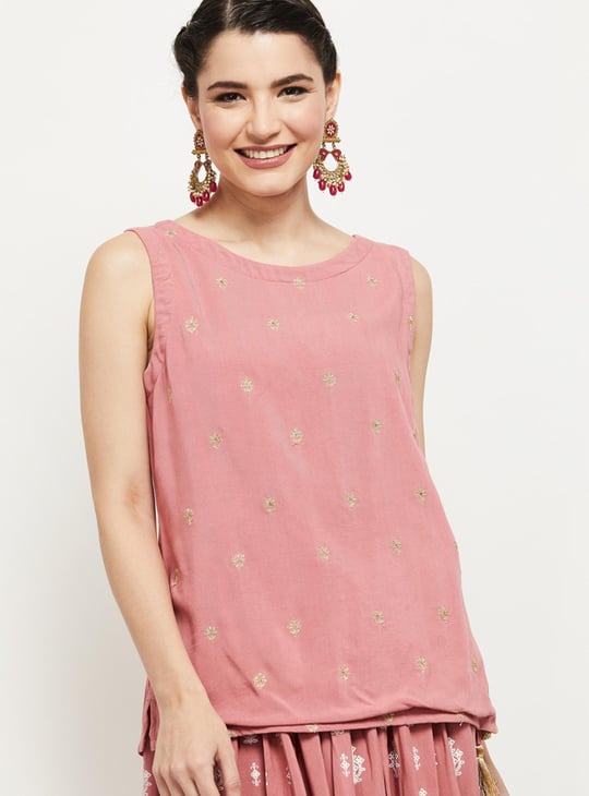 Women Embroidered Sleeveless Ethnic Top