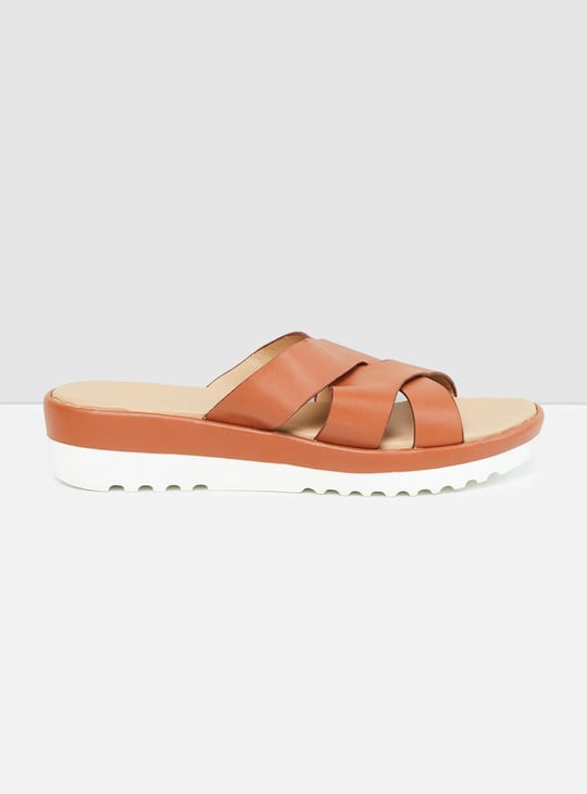 Women Solid Open Toe Flatform Sandals