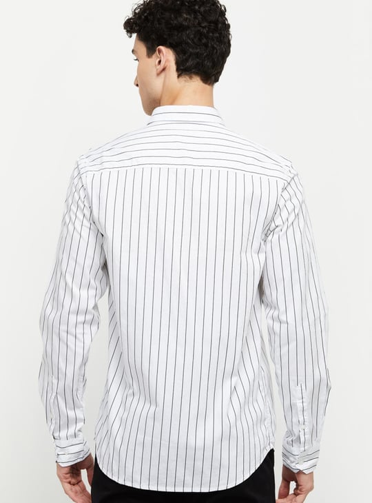Men Striped Spread Collar Shirt