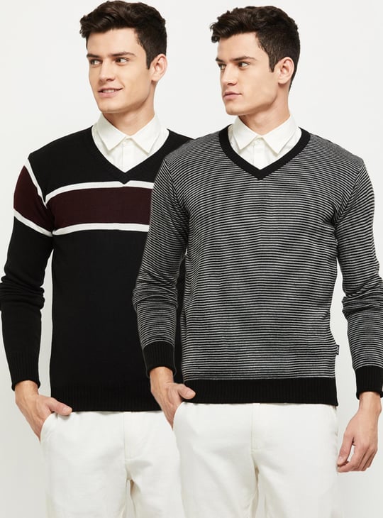 Men Striped Reversible Sweater