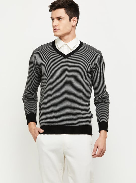 Men Striped Reversible Sweater