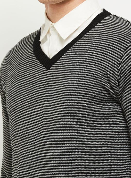 Men Striped Reversible Sweater
