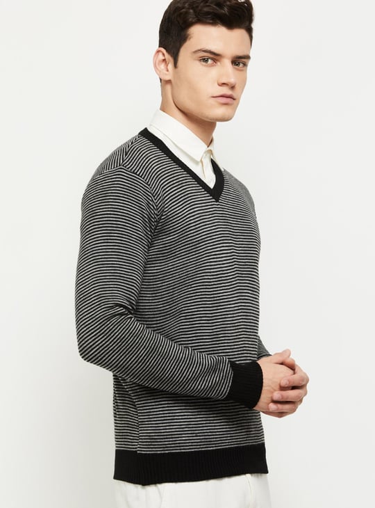 Men Striped Reversible Sweater