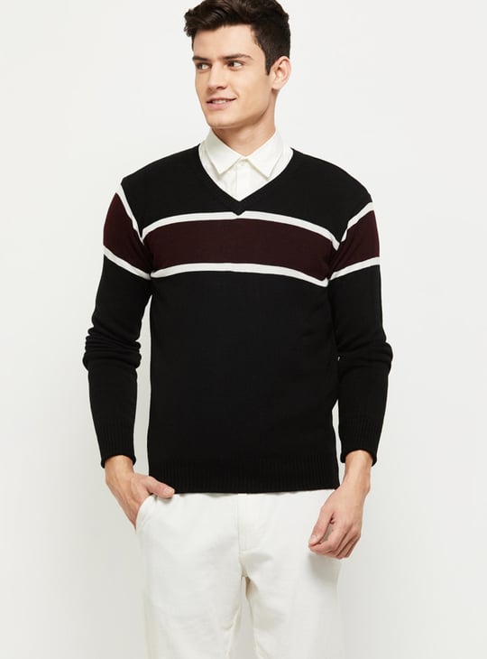Men Striped Reversible Sweater