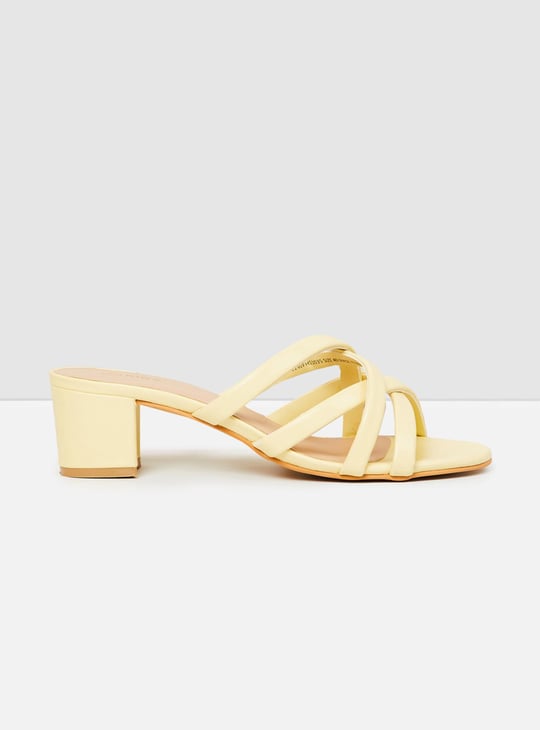 Women Solid Open Toe Block Heels