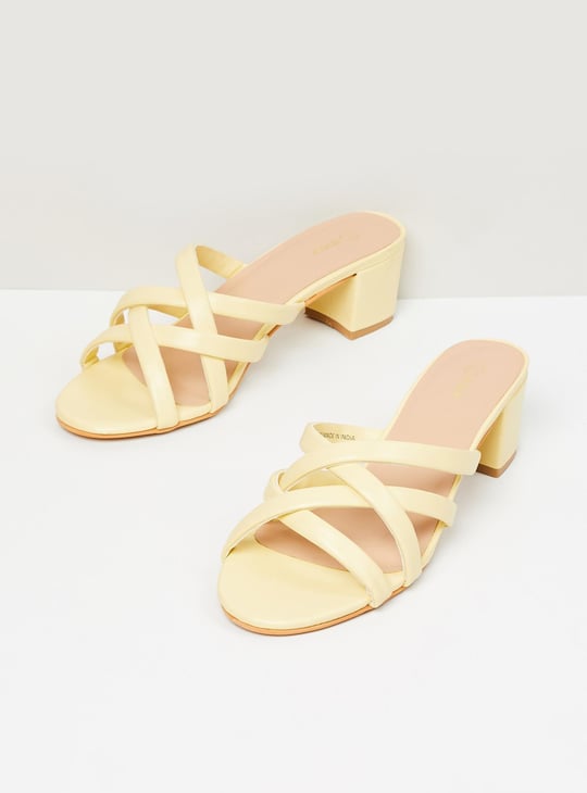 Women Solid Open Toe Block Heels