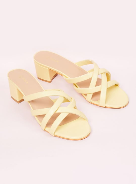 Women Solid Open Toe Block Heels