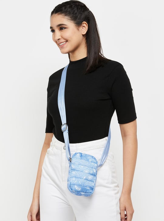 Women Printed Zip Closure Sling Bag 