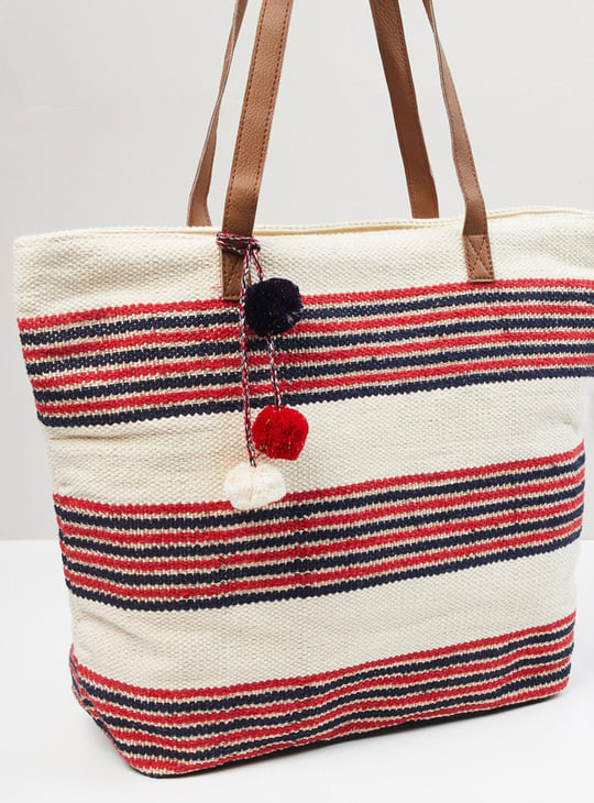 Women Textured Zip Closure Tote Bag 