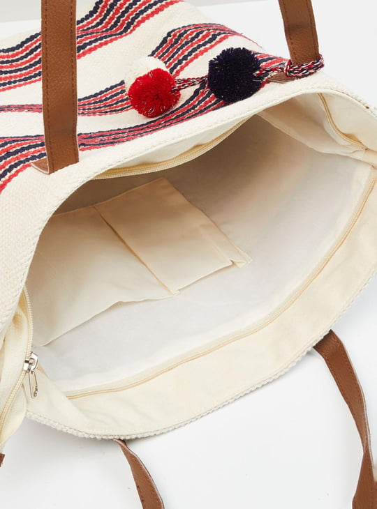 Women Textured Zip Closure Tote Bag 