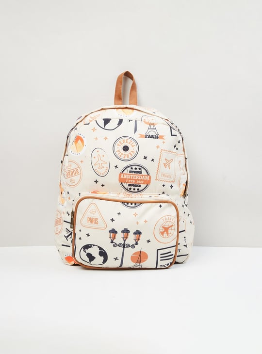 MAX Women Printed Zip Closure Backpack