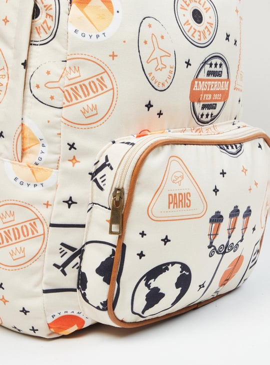 MAX Women Printed Zip Closure Backpack