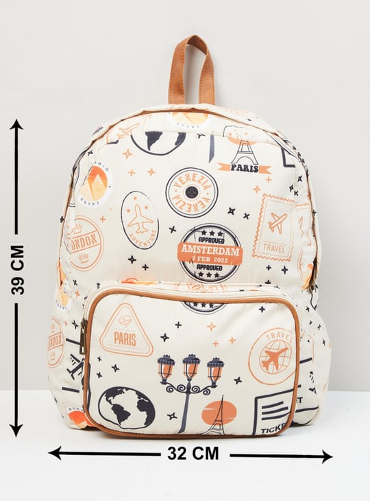 MAX Women Printed Zip Closure Backpack