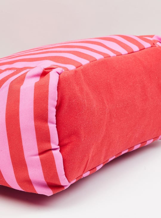 Women Striped Zip Closure Tote Bag 