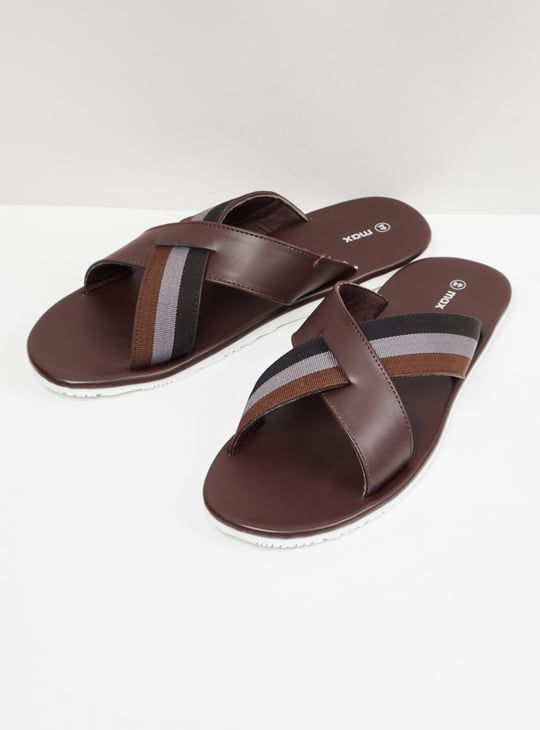 Men Solid Cross Strap Sandals