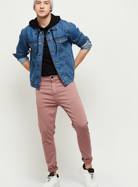 Men Solid Denim Jacket 