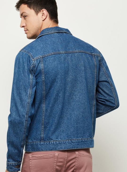 Men Solid Denim Jacket 