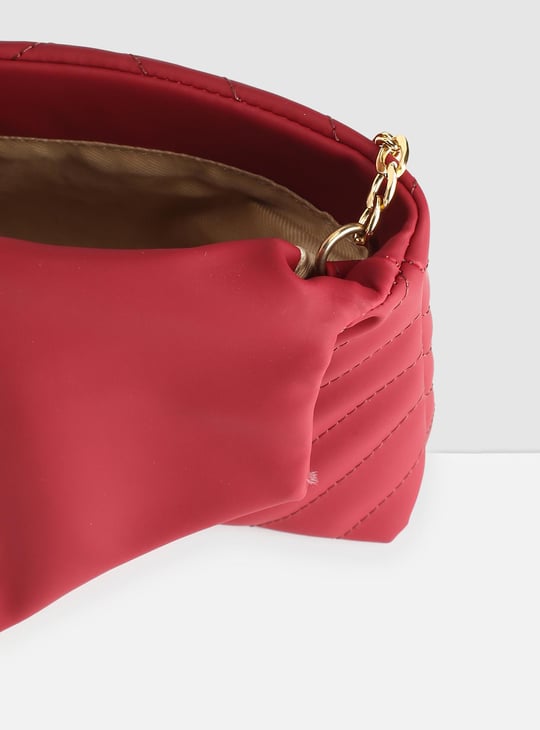 Women Solid Woven Sling Bag