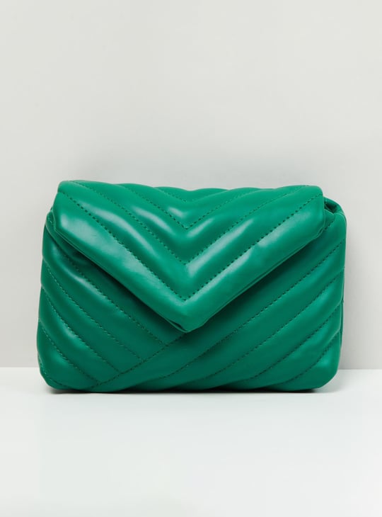 Women Textured Magnetic Closure Sling Bag 