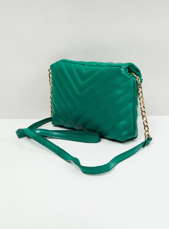 Women Textured Magnetic Closure Sling Bag 