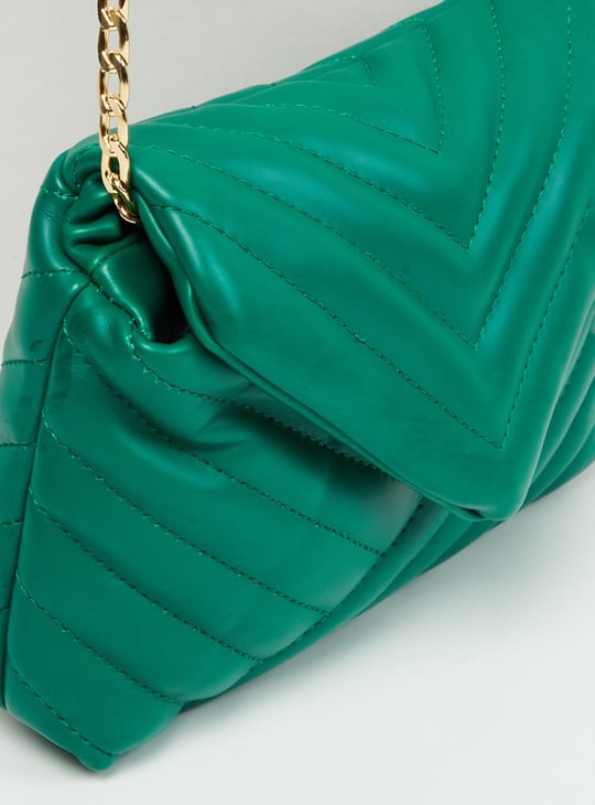 Women Textured Magnetic Closure Sling Bag 