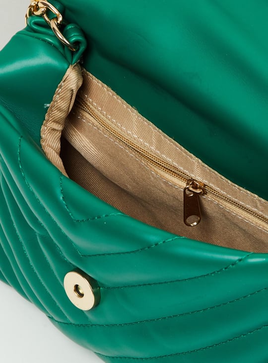 Women Textured Magnetic Closure Sling Bag 