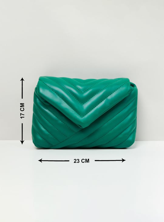 Women Textured Magnetic Closure Sling Bag 