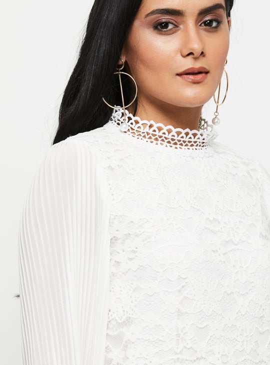 MAX Women Lace Detailed Casual Top