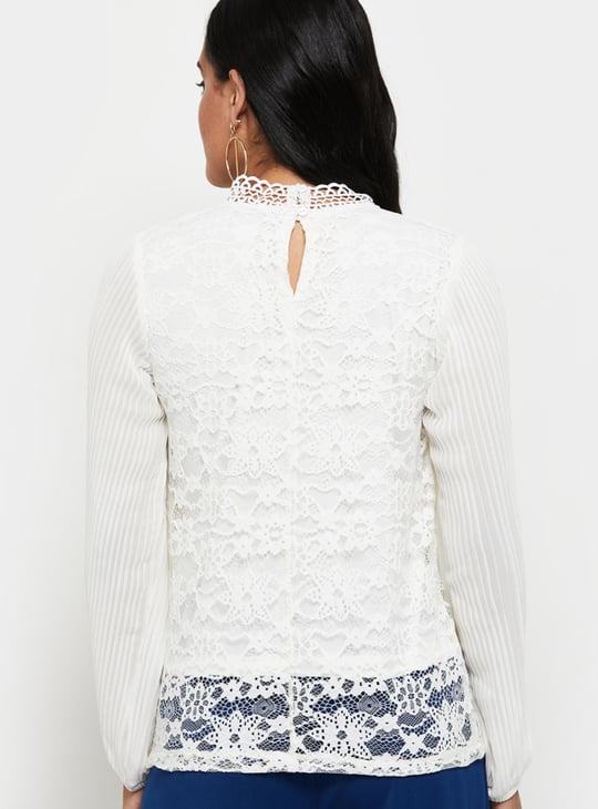 MAX Women Lace Detailed Casual Top