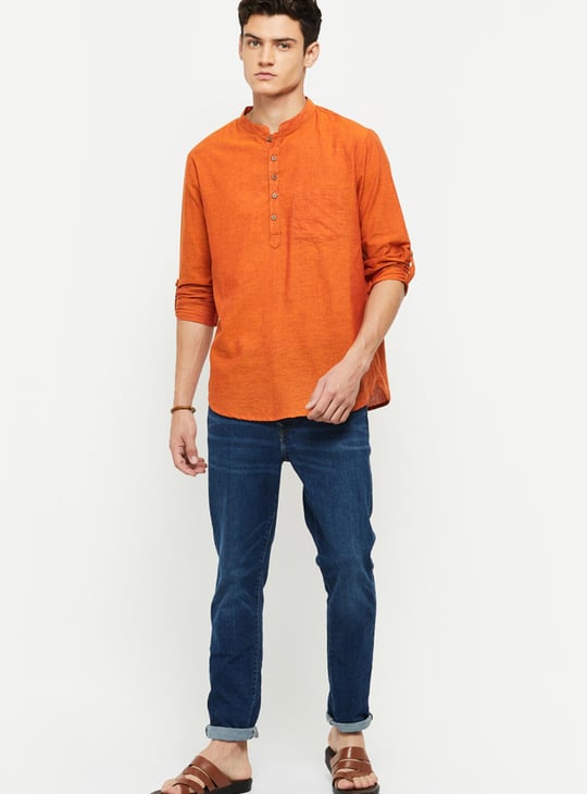 Men Solid Short Kurta 