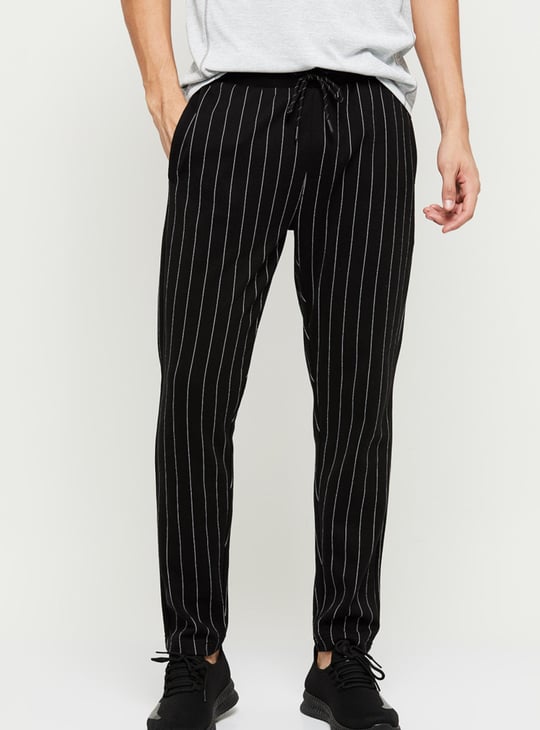 Men Striped Regular Fit Track Pants 