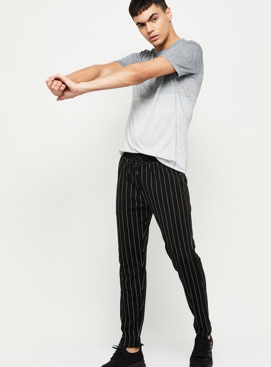 Men Striped Regular Fit Track Pants 