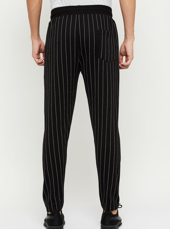 Men Striped Regular Fit Track Pants 