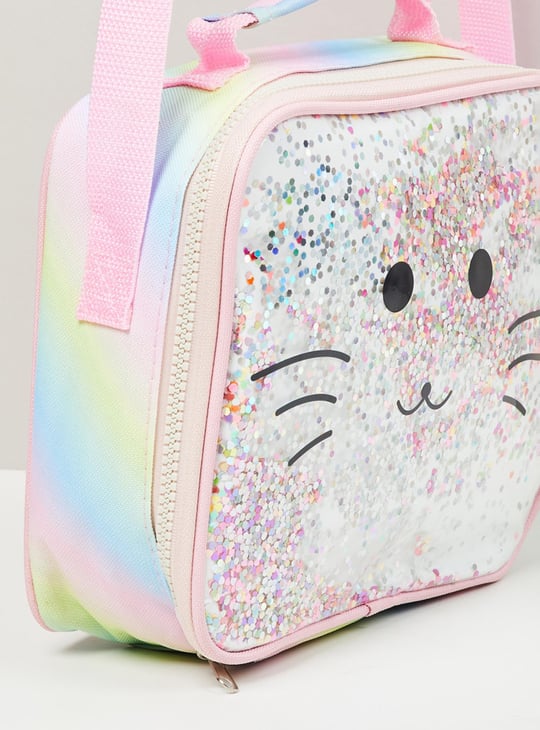 Girls Printed Zip Closure Lunch Bag with Strap 