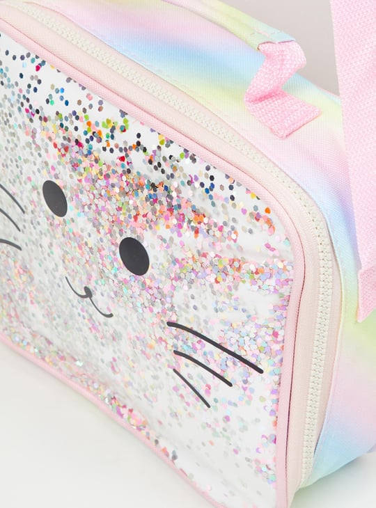 Girls Printed Zip Closure Lunch Bag with Strap 