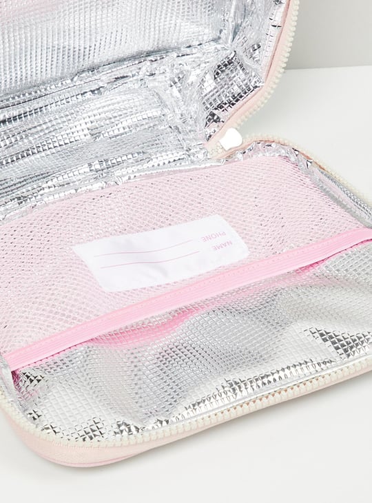 Girls Printed Zip Closure Lunch Bag with Strap 