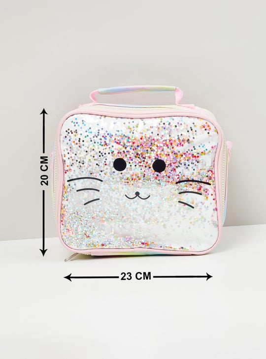 Girls Printed Zip Closure Lunch Bag with Strap 