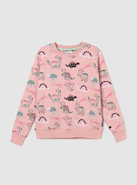 Girls Graphic Printed Round Neck Sweatshirt
