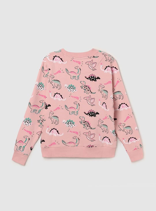 Girls Graphic Printed Round Neck Sweatshirt