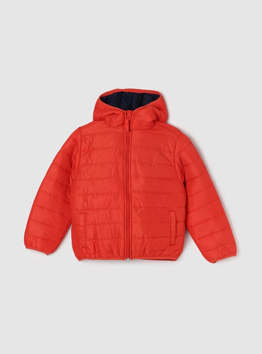 Boys Solid Hooded Puffer Jacket