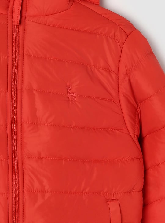 Boys Solid Hooded Puffer Jacket