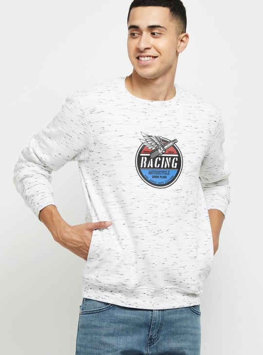 Men Printed Full Sleeves Slim Fit Sweatshirt