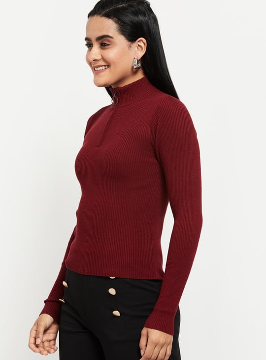 Women Solid High Neck Sweater