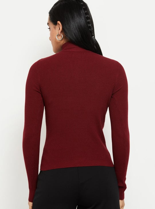 Women Solid High Neck Sweater
