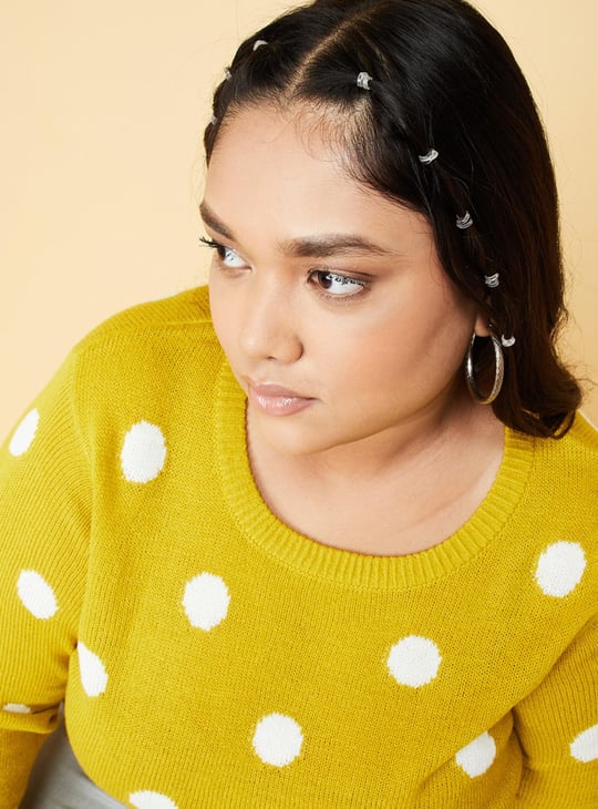 Women Printed Medium Sweater | Yellow | Printed