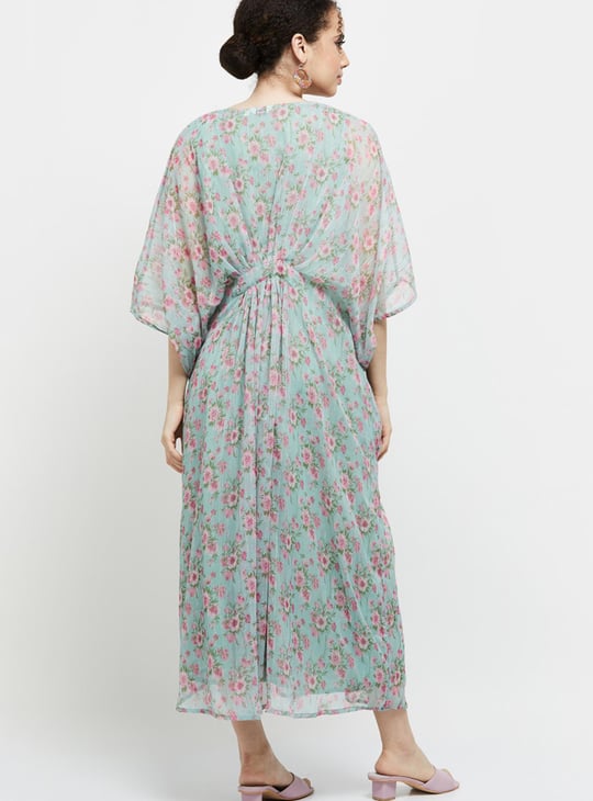 Women Floral Printed Kaftan Maxi Dress 