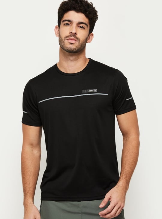 Men Printed Crew Neck Slim Fit Sports T-shirt 