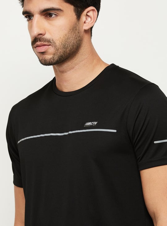 Men Printed Crew Neck Slim Fit Sports T-shirt 