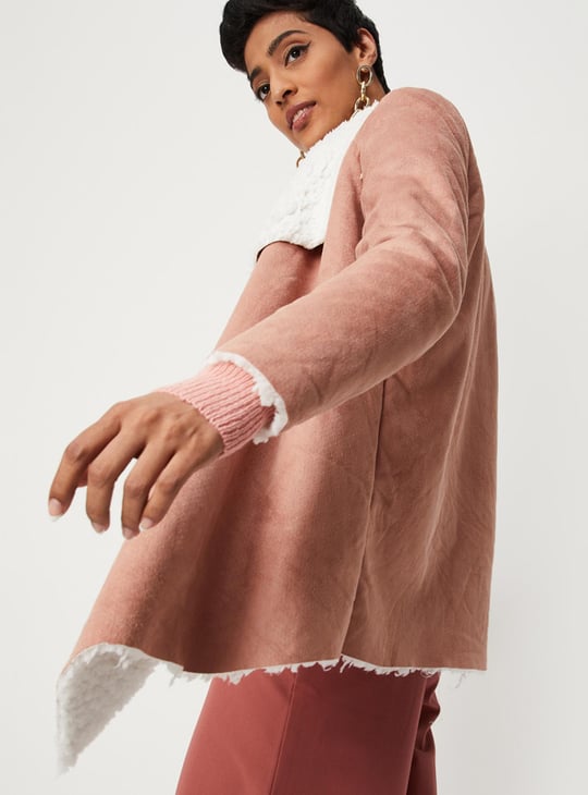 Women Textured Sherpa Lapel Jacket